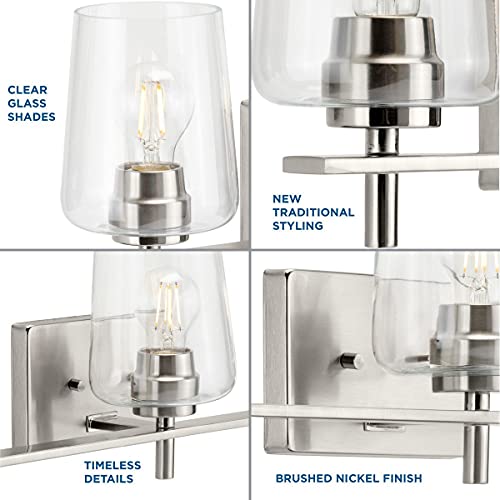 Progress Lighting Calais Collection 3-Light Clear Glass New Traditional Bath Vanity Light Brushed Nickel by Progress Lighting - Used condition - Image 5