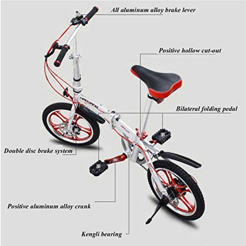 RPOLY Folding Bike, 6 Speed Folding Bikes Unisex Folding City Bike with Folding Aluminum Frame,Silver_16 inch - Image 8