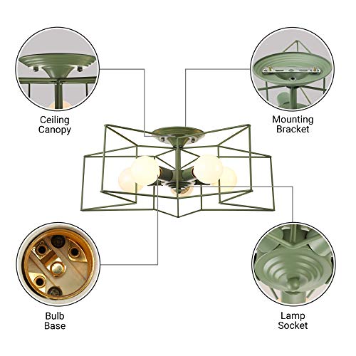 KWOKING Creative 5 Lights Flush Mount Ceiling Light Minimalist Star Ceiling Light Fixture in Grey