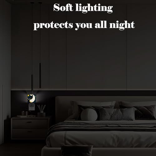 Image of Black Cat Moon Night Light,Plug Into Wall for Boys Girls Bedroom Decorative Square Night Light Lamp 0.5w Sleep Friendly