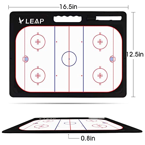 LEAP Coach Board Ice Hockey Tactical Coaching Two Sides with Full & Half Court Feature Premium Dry Erase Tool, Basketball Soccer Volleyball Baseball Football for Coaches, Community, High School Team - Thumbnail 2