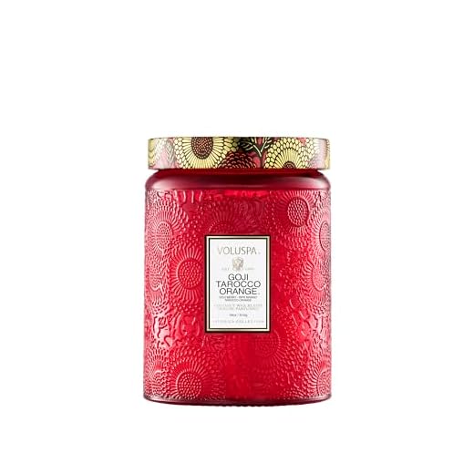 Voluspa Goji Tarocco Orange, Large Candle Jar, 18 oz, 100 Hour Burn Time, All Natural Wicks and Coconut Wax for Clean Burning, Vegan, Poured in the USA
