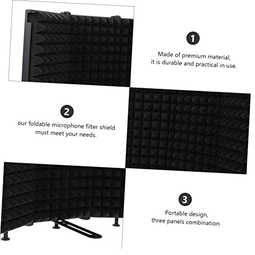 Mikinona 1pc Protector de Micrófono Plegable Portátil con Filtro Pop y Reducción de Ruido para Grabación y Transmisión en Vivo Negro miniatura 3