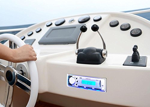 Pyle Bluetooth Marine Stereo Radio - 12V Single Din Style Digital Boat In Dash Radio Receiver System With Digital Lcd, Rca, Mp3 / Usb Reader, Am Fm Radio - Remote Control Included - Plmr20W (White) #TOP1