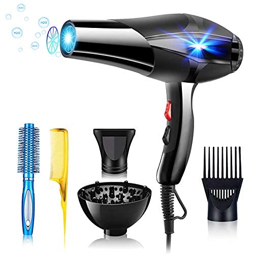 DFGOTOP 3000W Mujer Profesional I�nico Secador de Pelo, Potente Secador Pelo con Difusor y Concentrador, Profesional Secador I�nico con 2 Velocidades y 3 Temperaturas
