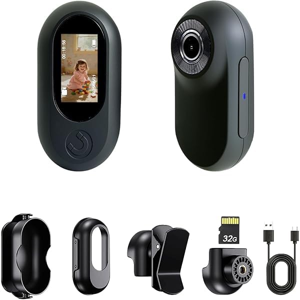 Frelisty Body Cam, Action Cam Compatta 1080P con Microfono, 32GB Incluse, Fissaggio Magnetico, per...