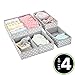 mDesign Fabric Drawer Storage Divider Organizer Bins for Nursery, Kids Bedroom Dresser, Closet, Shelf, Playroom Organization, Hold Clothes, Toys, Diapers, 2 Pack, Gray/White Polka Dot