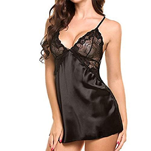 Lenceria Mujer Sexysexy Lace Satin Nightwear Babydoll Disfraces Eróticos Tallas Grandes Lencería Sexy Hot Women Erotic Porno Dress S Negro Cover