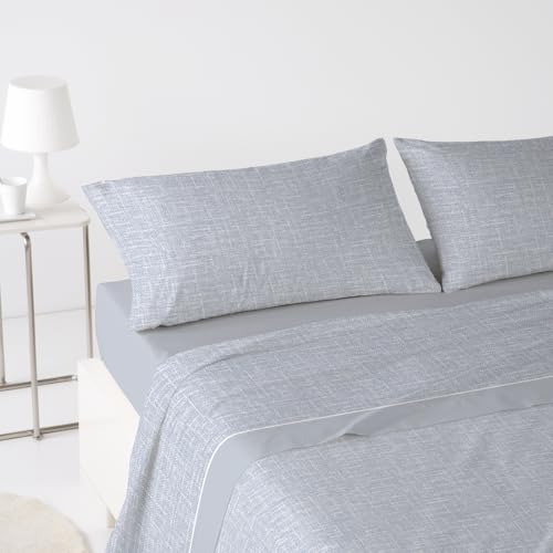 ANTILO TEXTIL - Juego de Sábanas - Color Azul - Cama 150/160 cm - Coralina - Incluye: Encimera, Bajera y 1 o 2 Fundas de Almohada (Beny Azul)