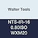 Walter Tools NTS-IR-16 0.80ISO WXM20 Carbide NTS Threading Inserts, Internal Thread, Full Profile, ISO Metric 60 Degree (Pack of 10)