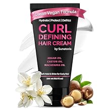 SUNATORIA Curl Cream Lightweight Anti-Frizz Curl Defining Cream for Curly & Wavy Hair, Hydrating Leave-In Styling with Macadamia, Argan & Castor Oil, Vegan, Crema para Rizos, 6.8 fl oz
