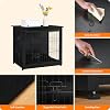 DWANTON Dog Crate Furniture with Cushion, Wooden Kennel Table with Double Doors, Indoor Dog House, Small/Medium/Large Size, 27.2 L, Black