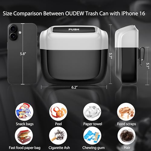 Image of 2 Packs Car Trash Can with Lid,Built-in Storage Garbage Bag,Leakproof Vehicle Trash,Car Accessories for Interior,Mini Garbage Bin for Automotive, Office, Kitchen,Bedroom,with 60pcs Trash Bags