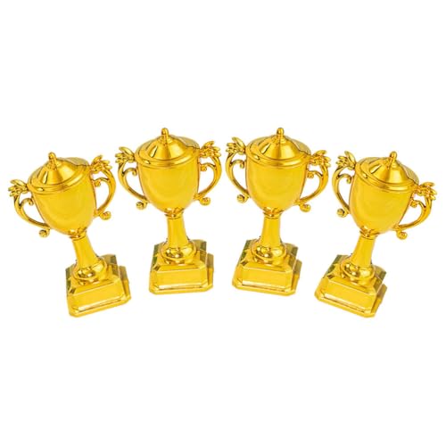 Décoration de gâteau anniversaire : lot 4 mini trophées plastique réutilisables