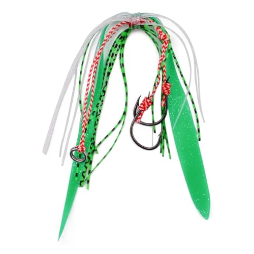 Double assistance remorque leurre et jig crochet de pêche avec jupe en silicone souple