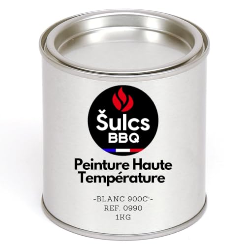 Pot De Peinture Haute Température 900°c Professionnelle - BLANC 1Kg Ref. 0990 - Haut Pouvoir Couvrant Barbecue Braséro Four Poêle à bois Insert Cheminée Auto Moto Radiateurs ŠULCS BBQ®