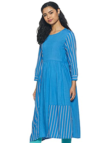 Image of Max Women's Striped Three-Quarter Sleeves Rayon A-Line Kurta