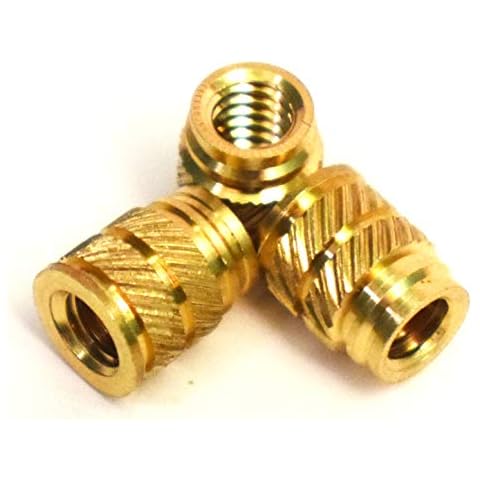 [ J&J Products, Inc ] 8-32 Brass Insert 40pcs, 0.251 in OD, 0.312 in Length, Female 8-32 Thread, Press Fitting or Injection Molding Type, 40 pcs Cover
