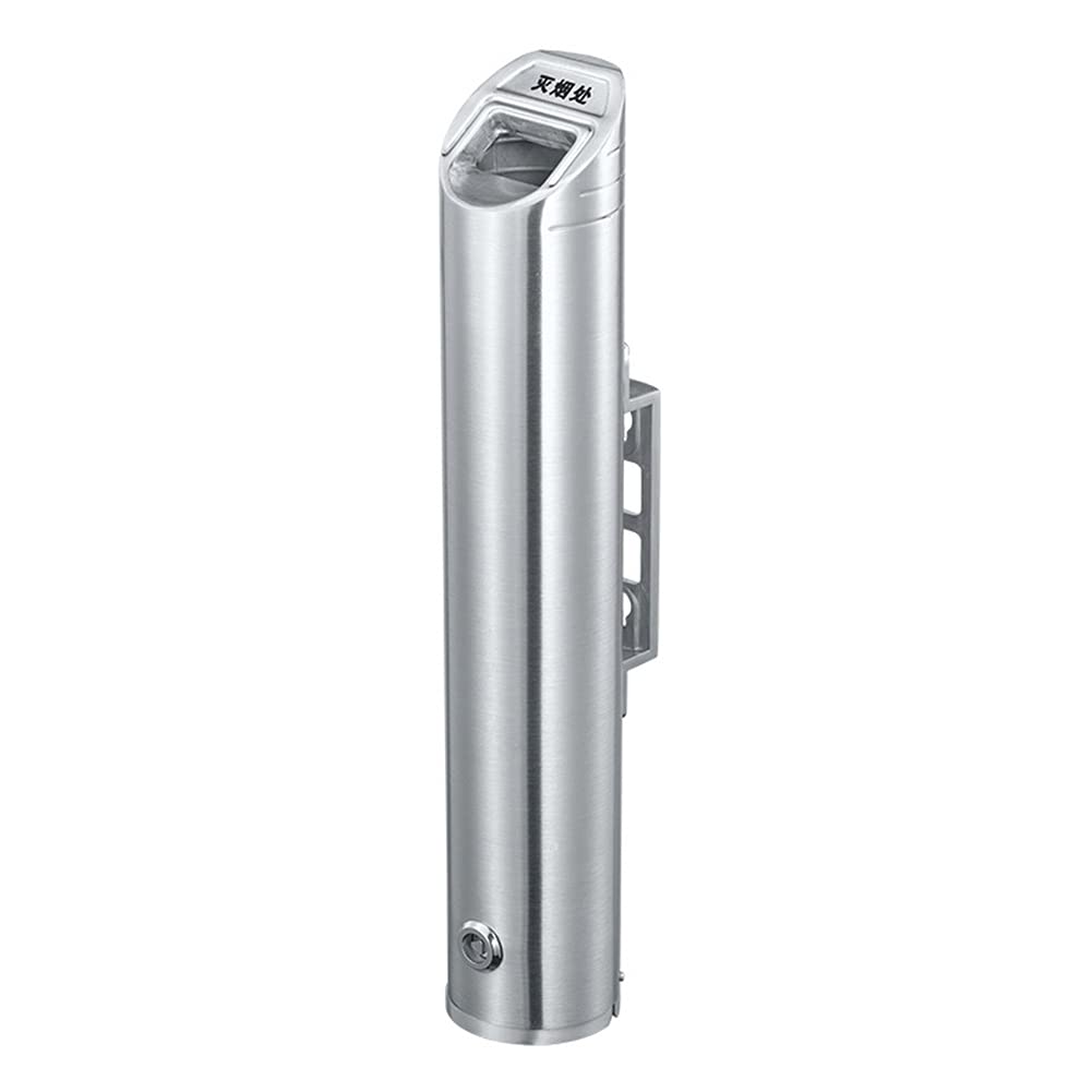 ashtray， Stainless Steel Ashtray Wall Mounted Soot Column Smokeless Windproof Outside Patio Ashtrays for Cigarettes Lockable