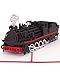 Produktbild Pop Up Karte Dampflok - Eisenbahn 3D Geburtstagskarte, Reisegutschein & Geschenkgutschein Dampflok, 3D Klappkarte Lokomotive
