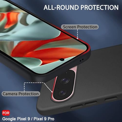 Image of TheGiftKart Sleek Back Cover Case for Google Pixel 9 /9 Pro | Slim Fit Protective Design | Ultra Matte Finish | Camera Protection Bump | Soft Silicon Case Cover for Pixel 9 /9 Pro (Silicone, Black)