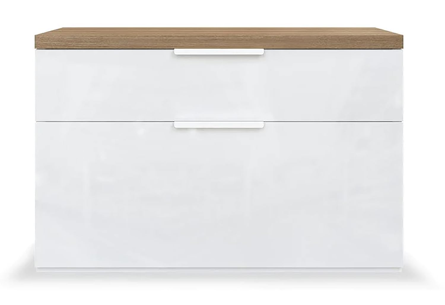 Composad | Scarpiera con 1 Cassetto e 1 Ribalta, Mobile Panca, Contenitore, Per Ingresso, (LxAxP) 82,3x53x35,2 cm, Colore Bianco Laccato e Rovere Oak Mielato, Made in Italy