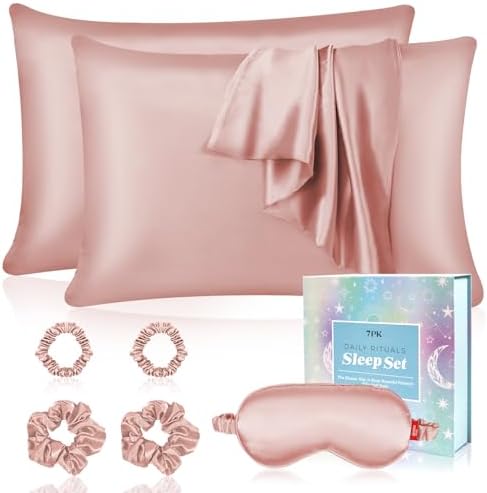 my novel things Satin Pillowcase Gift Set with Silk Satin Sleep M...