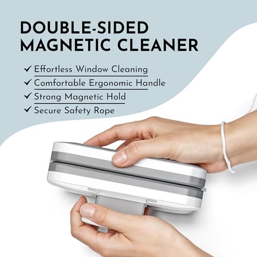 HomeLuvo Magnetic Window Cleaner Tool - Double-Sided Magnet Glass Brush Glazing Wiper Car Windshield Wash Cleaning Set - Specialized 2 Sided Double Glazed Outside High Windows Washer Glider Kit