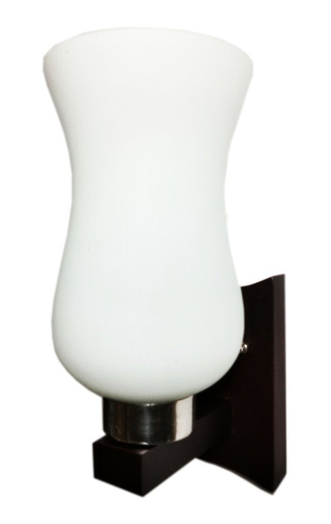 Weldecor Decorative Froasted Pot Shaped Glass with Wood Wall lamp