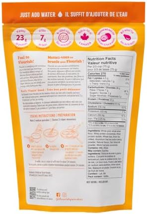 Flourish Protein Pancake & Waffle Mix with Whey Protein, No Added Sugar, High in Fiber - Just Add Water - Buttermilk Flavour, 430 g Each (2 Pack) - Made in Canada