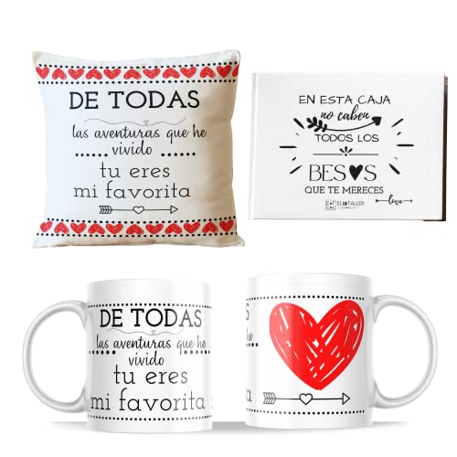 BY KROL STORE Cadeaux Jour des Amoureux Originaux Saint Valentin Anniversaire Et Tasse Amour Copain Pour Femme Homme Coussin Messages Jolies Citations D'amour Couples Noël Surprise Cadeau Romantique