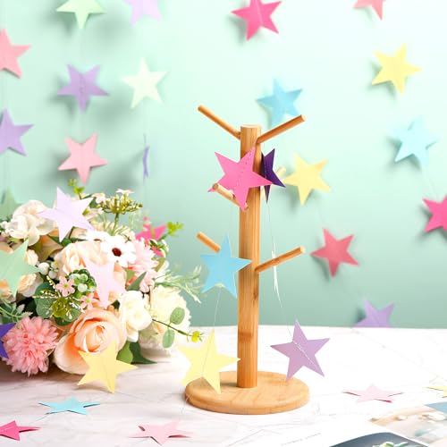 Image of Patelai Glitter Star Garland Banner 2026 Party Decor 130 Feet Star Hanging Streamers Twinkle Backdrop for Classroom Birthday Graduation Wedding Supplies(Macaron Color)
