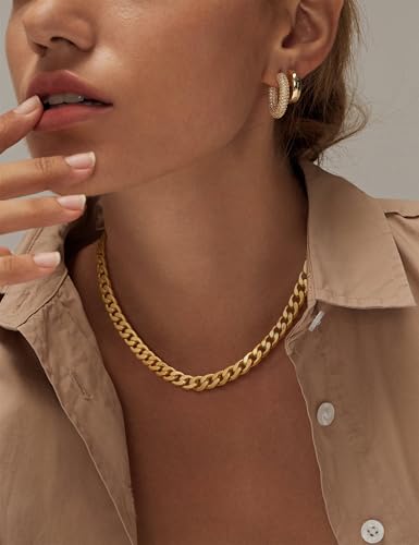 Moodear Gold Necklace For Women 14K Chunky Gold Chain Necklace Cuban Link Chain Choker Necklace For Women Trendy Fashion Jewelry thumb #2