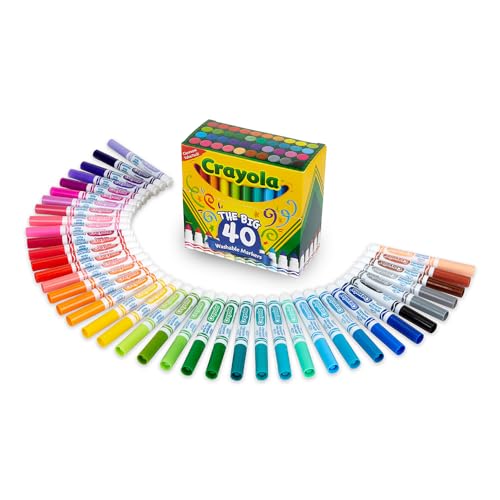 Image of Crayola Ultra Clean Washable Markers (40ct), Colored Markers for Kids, Coloring Book Marker Set, Stocking Stuffers for Kids, Christmas & Holiday Gifts, Ages 3+, Pacl of 6
