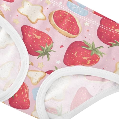 Wusikd Strawberries Stars Girls' Underwear Cotton Cookies Girls Briefs Soft Toddler Underwear 2T4