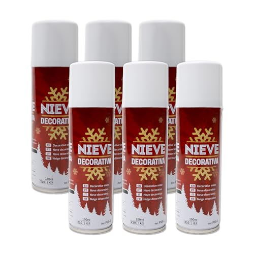 BESCH Espuma Nieve Artificial Spray Decoración Navidad para Arbol, Pulverización de Nieve, Bote Spray Efecto Nieve, Copos de Nieve (Nieve Decorativa 300ml, Pack 6)