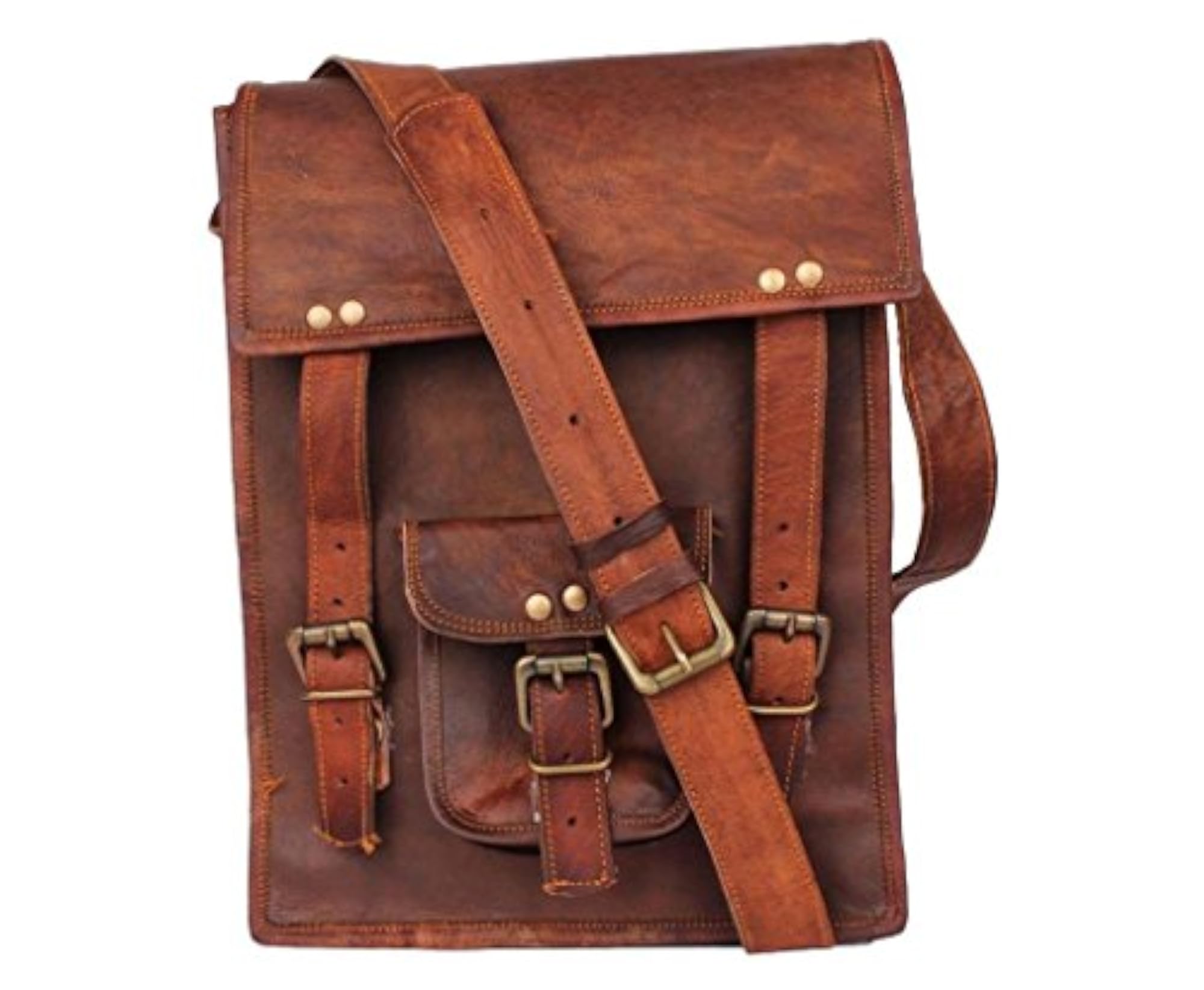 Trendy Sling Leather Messenger Bag, Unisex