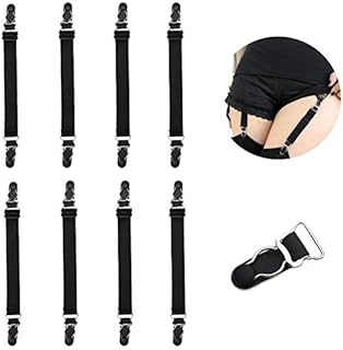 Adjustable Stocking Clip Elastic Double-way Thigh High Suspenders Duckbill Buckle Non-slip Garter Socks Belt Fastener Straps Shirt Holder Locking Clamps For Sexy Women 8 Pcs