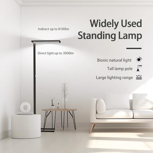 Image of STERREN 76 inch Led Floor Lamp, 105W Eye-Care Free-Standing Lamp, Black