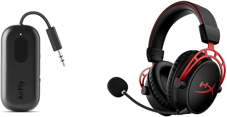 Twelve South AirFly Pro Bluetooth Wireless Audio Transmitter/Receiver for up to 2 AirPods/Headphone & HyperX Cloud Alpha Wireless - Gaming Headset for PC, 300-hour battery life, DTS Headphone