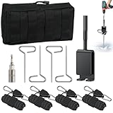 Pawfly 10 Pcs Ice Anchor Tool Kit with Ice Screw Anchors, Tent Guylines, Ice Anchor Drill Adapter & Ice Anchor Drill Attachment, Outdoor Tent Fixing Kit for Winter Camping & Ice Fishing Shelter