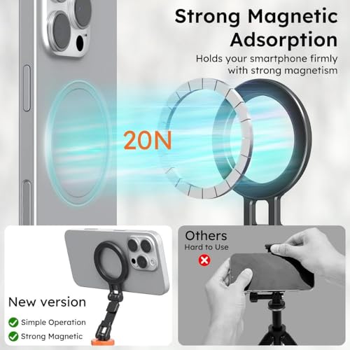 Image of yantralay Magnetic Phone Tripod Mount with 1 /4 inch Thread & Cold Shoe | 360 Rotating Mount for i-Phone 17 /16 /15 /14 /13 /12 & Android Phones
