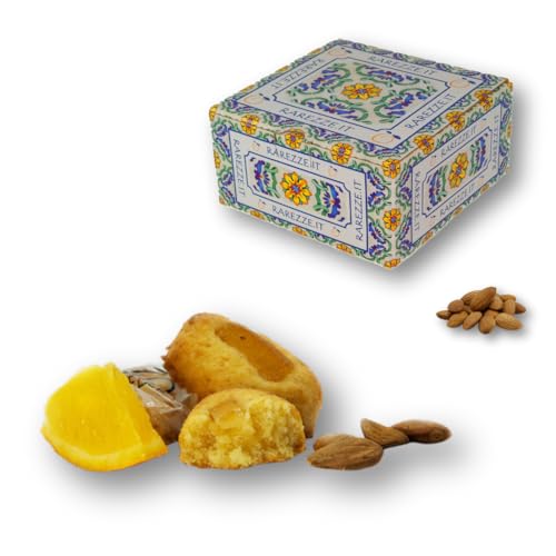 RAREZZE Biscotti di Pasta di Mandorla Siciliana all'ARANCIA | Deliziosa confezione regalo (gr.400) | Dolci tipici di Sicilia | Preparazione artigianale