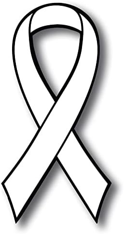Magnet Me Up Support Lung Cancer Awareness White Ribbon Magnet Decal, 3.5x7 Inches, Heavy Duty Automotive Magnet for Car Truck SUV