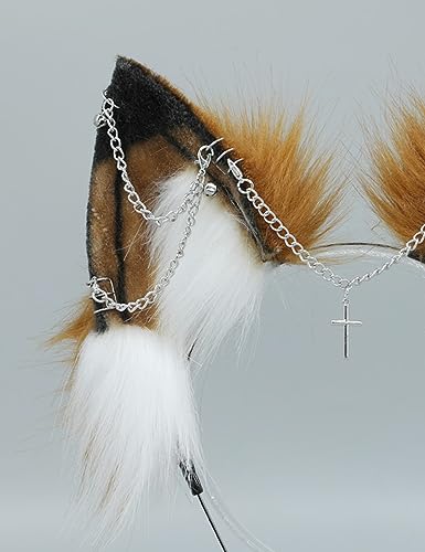 Image of VIGVAN Handmade Wolf Fox Ears Animal Cosplay Cute Head Accessories for Halloween
