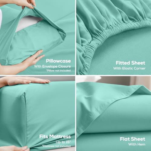 Image of Utopia Bedding Bed Sheet Set - 3 Piece Twin XL Bedding - Soft Brushed Microfiber Fabric - Wrinkle, Shrinkage & Fade Resistant - Easy Care (Twin XL, Spa Blue)