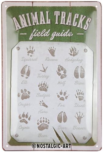 Nostalgic-Art Cartel de hojalata retro, 7.9 x 11.8 pulgadas, Animal Tracks (0.011 in) Idea de regalo para los fanáticos de camping, hecho de metal,