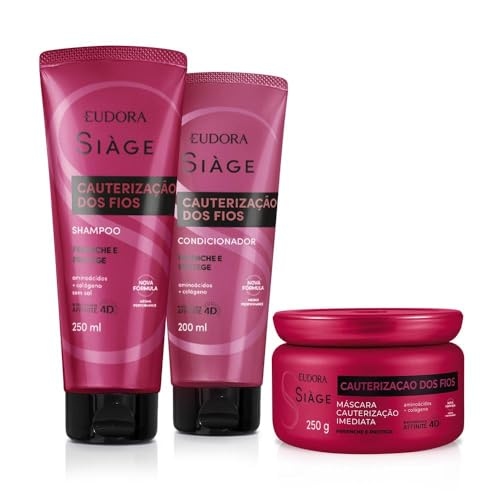 Eudora Kit Siàge Cauterização dos Fios: Shampoo 250ml + Máscara Capilar 250ml + Condiciona... Eudora Kit Siàge Cauterização dos Fios: Shampoo 250ml + Máscara Capilar 250ml + Condiciona...