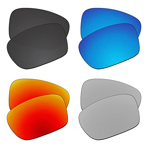 EZReplace Lentes de repuesto compatibles con gafas de sol Costa Del Mar Cocos (lentes polarizadas), se adapta a marco Costa Del Mar Cocos (negro carbón+azul hielo+rojo fuego +metal plateado), Carbon