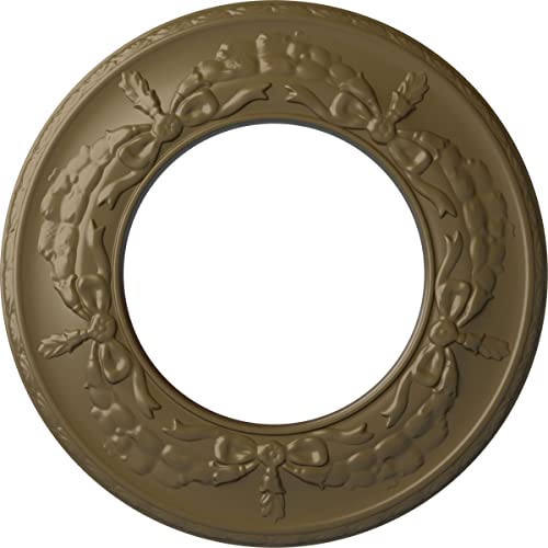 Ekena Millwork 13 1/4"OD x 7 1/8"ID x 7/8"P Salem Ceiling Medallion (Fits Canopies up to 7 1/8"), Hand-Painted Mississippi Mud